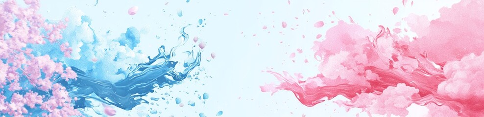 Obraz premium Engaging Easter illustration in blue and pink colors with chinoiserie