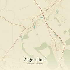 Vintage map of Zagersdorf, Austria.
