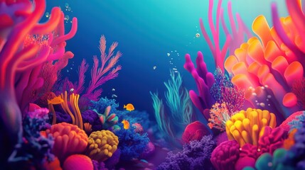 Fototapeta premium Abstract Colorful Coral Reef Illustration