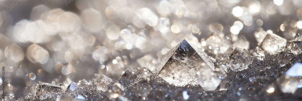 Poster bright crystalline shapes create a dazzling angular bokeh texture in soft light
