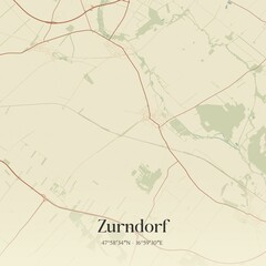 Vintage map of Zurndorf, Austria.