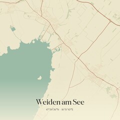 Obraz premium Vintage map of Weiden am See, Austria.