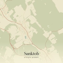 Vintage map of Sanktob, Austria.
