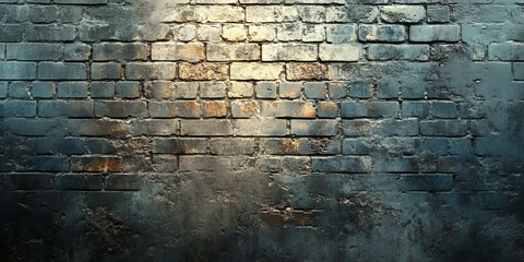 Antique oxidized silver wall texture with stained brick and rough grunge surface