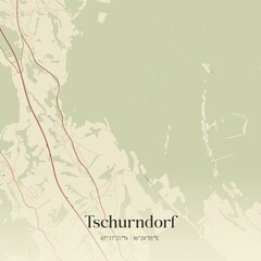 Vintage map of Tschurndorf, Austria.