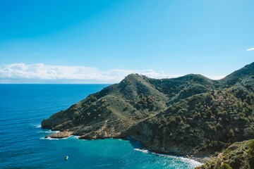 Obraz premium Albir lighthouse Faro de Albir in nature Park Serra Gelada, Costa Blanca, Spain
