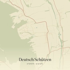 Vintage map of Deutsch Schützen, Austria.