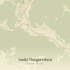 Obraz premium Vintage map of Sankt Margarethen, Austria.