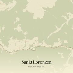 Fototapeta premium Vintage map of Sankt Lorenzen, Austria.