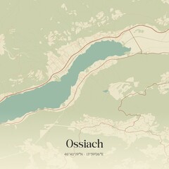 Vintage map of Ossiach, Austria.