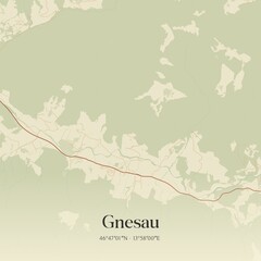 Vintage map of Gnesau, Austria.