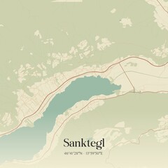 Vintage map of Sanktegl, Austria.