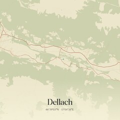 Vintage map of Dellach, Austria.