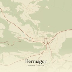 Vintage map of Hermagor, Austria.