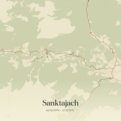 Vintage map of Sanktajach, Austria.