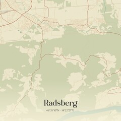 Fototapeta premium Vintage map of Radsberg, Austria.