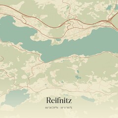 Vintage map of Reifnitz, Austria.