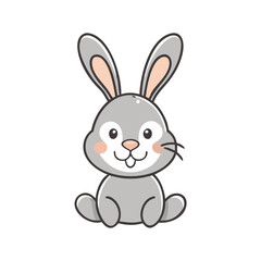 Cute gray bunny rabbit smiling, perfect for Easter celebrations and festive decorations during spring
