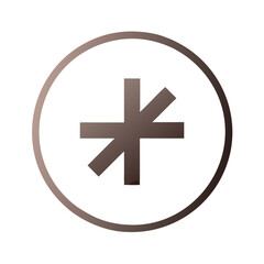 Obraz premium Icon with abstract geometric shape in brown color with circular frame