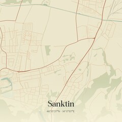 Vintage map of Sanktin, Austria.