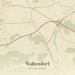 Vintage map of Waltendorf, Austria.