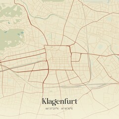 Vintage map of Klagenfurt, Austria.