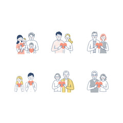 ハートを持つさまざまな人々　セット