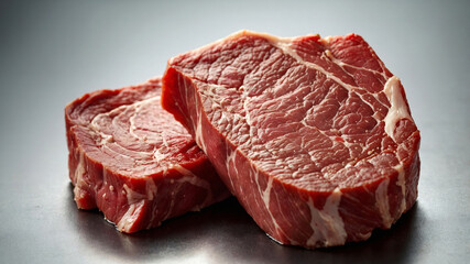 Fototapeta premium Fresh raw beef steaks on white background