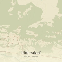 Vintage map of Rittersdorf, Austria.
