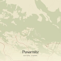 Vintage map of Pusarnitz, Austria.