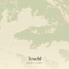 Vintage map of Teuchl, Austria.