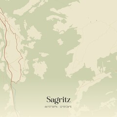 Fototapeta premium Vintage map of Sagritz, Austria.