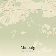 Vintage map of Mallestig, Austria.
