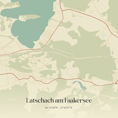 Obraz premium Vintage map of Latschach am Faakersee, Austria.