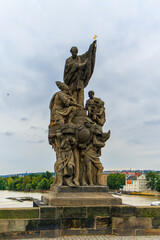 Fototapeta premium One of 30 Charles Bridge statues, Statue of St. Francis Xavier. Prague, Capital city of Czech Republic, Eastern Europe