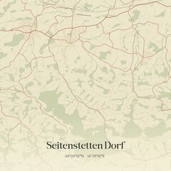 Fototapeta premium Vintage map of Seitenstetten Dorf, Austria.