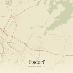 Fototapeta premium Vintage map of Etsdorf, Austria.