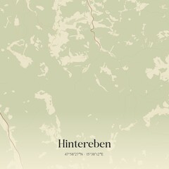 Vintage map of Hintereben, Austria.