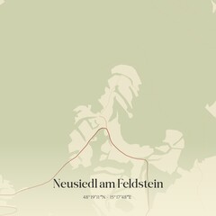 Vintage map of Neusiedl am Feldstein, Austria.