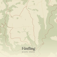 Fototapeta premium Vintage map of Fünfling, Austria.