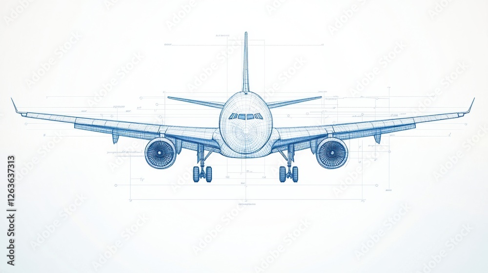 Aufkleber airplane blueprint showcasing detailed design elements and technical specifications for aviation ent