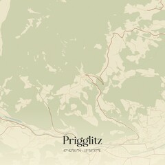Fototapeta premium Vintage map of Prigglitz, Austria.