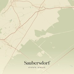 Vintage map of Saubersdorf, Austria.