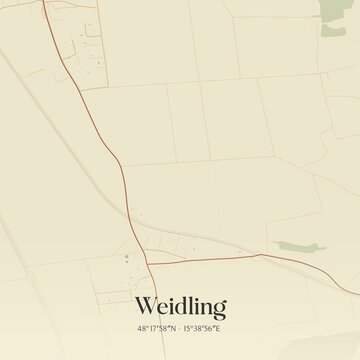 Vintage map of Weidling, Austria.