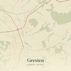 Vintage map of Gresten, Austria.
