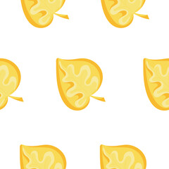 seamless spring pattern with bright yellow round leaves on white background, for wrapping or textile