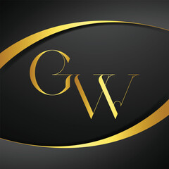 GW luxury letter logo. Initial Letter Design Vector Luxury Colors