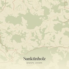 Vintage map of Sanktinholz, Austria.