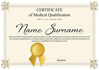 Certificate of medical course completion for healthcare professional, design