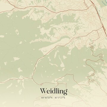 Vintage map of Weidling, Austria.
